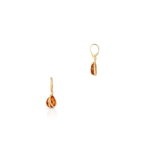 W.KRUK Kolczyki złote z bursztynem