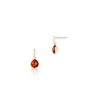 W.KRUK Kolczyki złote z bursztynem