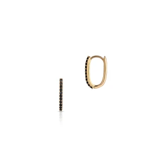 W.KRUK - Kolczyki złote z czarnymi cyrkoniami