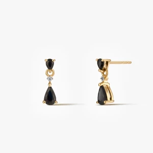 W.KRUK Kolczyki złote z czarnymi szafirami