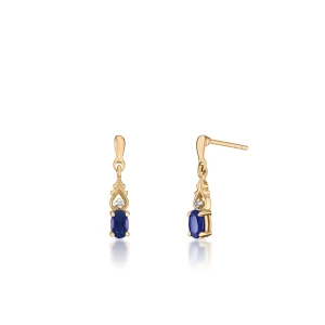 W.KRUK Kolczyki złote z diamentami i szafirami