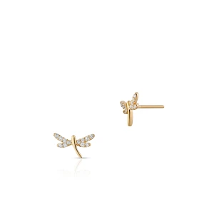 W.KRUK Kolczyki złote z motywem ważki