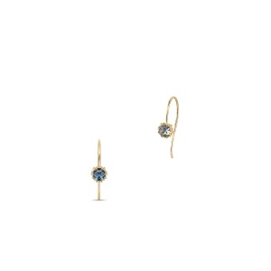 W.KRUK Kolczyki złote z niebieską cyrkonią