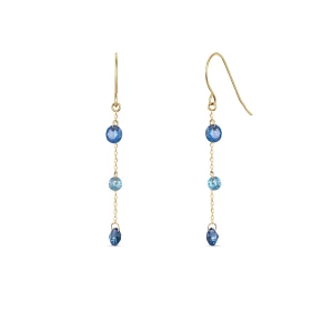 W.KRUK Kolczyki złote z niebieskimi cyrkoniami