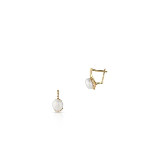 W.KRUK - Kolczyki złote z perłami i cyrkoniami
