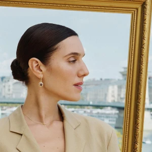 W.KRUK Kolczyki złote z rodolitem Royal Star