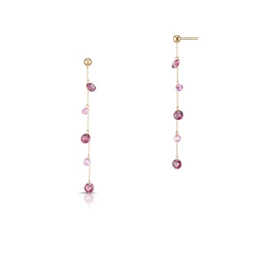 W.KRUK Kolczyki złote z różowymi cyrkoniami