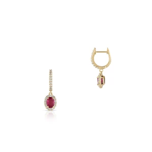 W.KRUK Kolczyki złote z rubinem i białym topazem