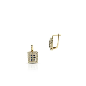 W.KRUK Kolczyki złote z szafirami i brylantami