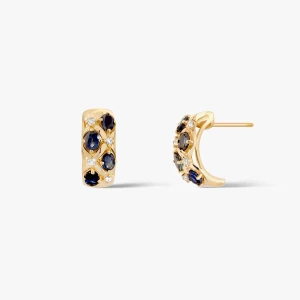 W.KRUK Kolczyki złote z szafirami i diamentami TRIO