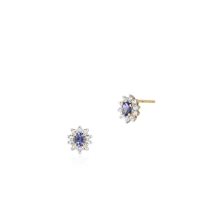 W.KRUK - Kolczyki złote z tanzanitami i białymi topazami