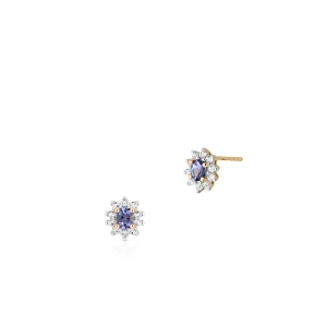 W.KRUK Kolczyki złote z tanzanitem i białymi topazami