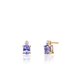W.KRUK Kolczyki złote z tanzanitami i białymi topazami