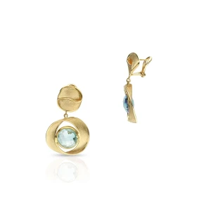 W.KRUK Kolczyki złote z topazami sky blue