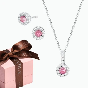 W.KRUK - Komplet Różowa Cyrkonia