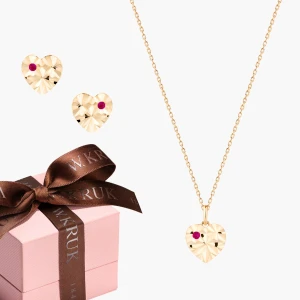 W.KRUK - Komplet Serce Z Rubinem