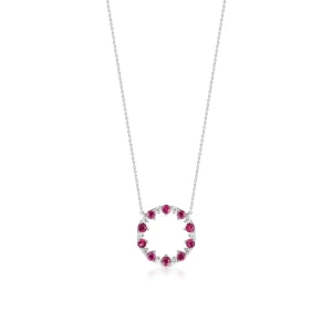 W.KRUK - Naszyjnik białe złoto z diamentami i rubinami