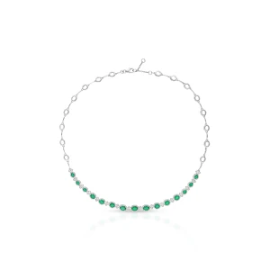 W.KRUK Naszyjnik białe złoto z diamentami i szmaragdami