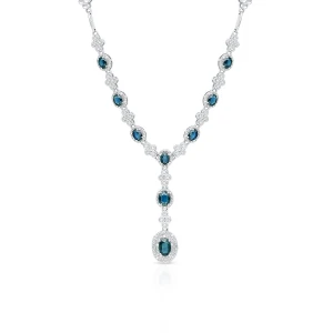 W.KRUK - Naszyjnik białe złoto z szafirami i diamentami