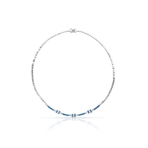 W.KRUK Naszyjnik białe złoto z szafirami i diamentami