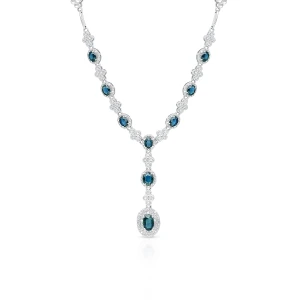 W.KRUK Naszyjnik białe złoto z szafirami i diamentami