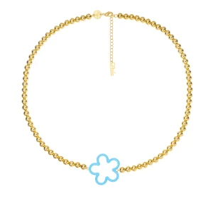 W.KRUK - Naszyjnik Gold Blue Flower