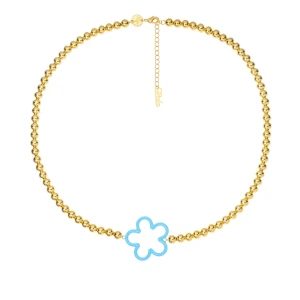 W.KRUK Naszyjnik Gold Blue Flower PICKY PICA