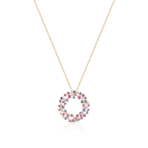 W.KRUK - Naszyjnik różowe złoto z brylantami i szafirami