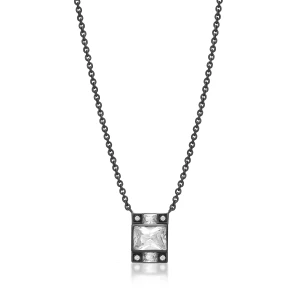 W.KRUK - Naszyjnik srebrny czarne rodowanie METEORY