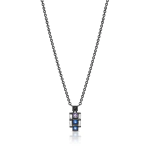 W.KRUK Naszyjnik srebrny czarne rodowanie METEORY