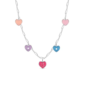 W.KRUK Naszyjnik srebrny kolorowe serca