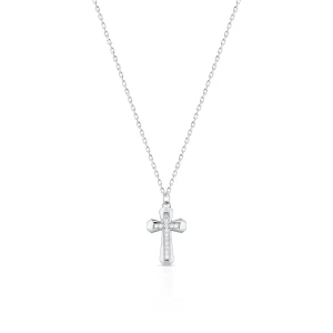 W.KRUK Naszyjnik srebrny krzyżyk z cyrkoniami