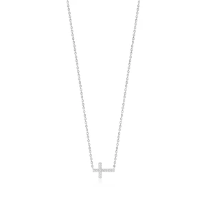 W.KRUK Naszyjnik srebrny krzyżyk z cyrkoniami
