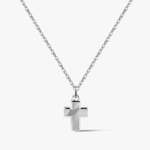 W.KRUK Naszyjnik srebrny krzyżyk z masą perłową