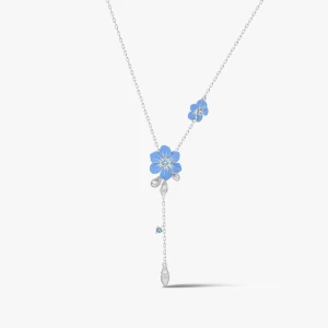 W.KRUK Naszyjnik srebrny Kwiaty Nocy Niezapominajki