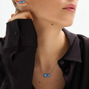 W.KRUK Naszyjnik srebrny Kwiaty Nocy Niezapominajki