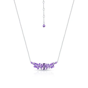 W.KRUK - Naszyjnik srebrny Kwiaty Nocy Fioletowy Bez