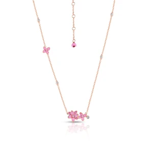 W.KRUK - Naszyjnik srebrny Kwiaty Nocy Różowy Bez