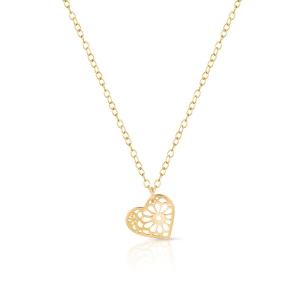 W.KRUK Naszyjnik srebrny pozłacany ażurowe serce