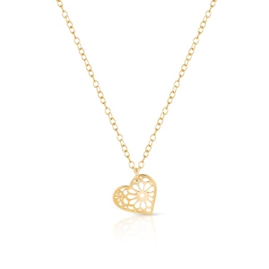 W.KRUK Naszyjnik srebrny pozłacany ażurowe serce