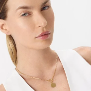 W.KRUK - Naszyjnik srebrny pozłacany paper clip