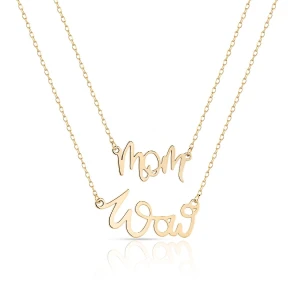 W.KRUK Naszyjnik srebrny pozłacany Wow Mom