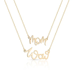 W.KRUK Naszyjnik srebrny pozłacany Wow Mom