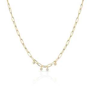 W.KRUK - Naszyjnik srebrny pozłacany z cyrkoniami