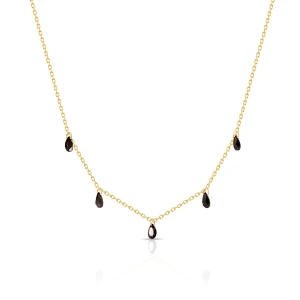 W.KRUK Naszyjnik srebrny pozłacany z czarnymi cyrkoniami