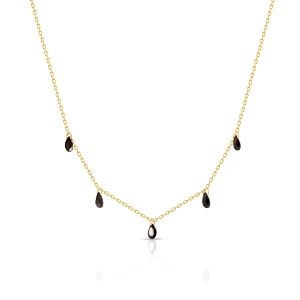 W.KRUK Naszyjnik srebrny pozłacany z czarnymi cyrkoniami