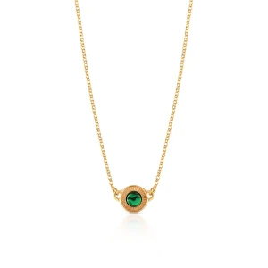 W.KRUK Naszyjnik srebrny pozłacany z malachitem