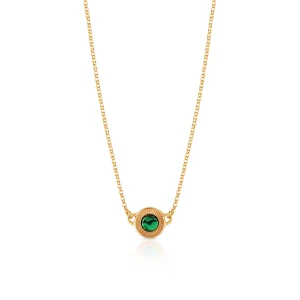 W.KRUK Naszyjnik srebrny pozłacany z malachitem