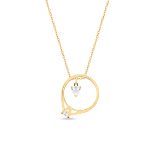 W.KRUK Naszyjnik srebrny pozłacany z motywem pierścionka