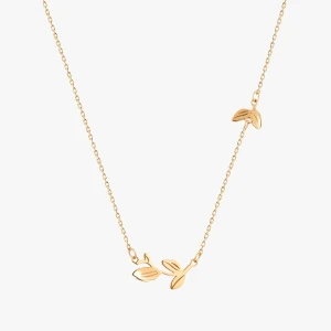 W.KRUK Naszyjnik srebrny pozłacany z motywem roślinnym